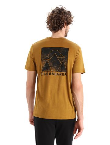 Pánské Tričko Icebreaker Merino Tech Lite II Krátké Sleeve Alp Ascension Hnědé | CZ 1776ILHS